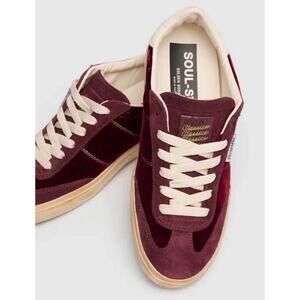 NEW Golden Goose Soul Star Sneakers Burgundy Wine Velvet White Size 37 US 7